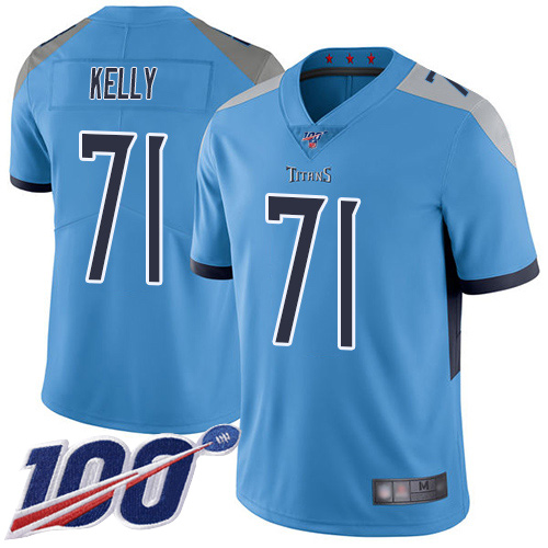 Tennessee Titans Limited Light Blue Men Dennis Kelly Alternate Jersey NFL Football #71 100th Season Vapor Untouchable
